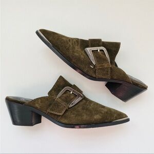 Paige leather western buckle sandals mules